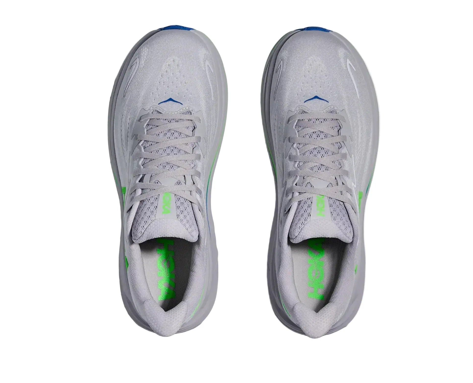 HOKA Clifton 10 Homme — Ash Grey Neon Green — vue 2