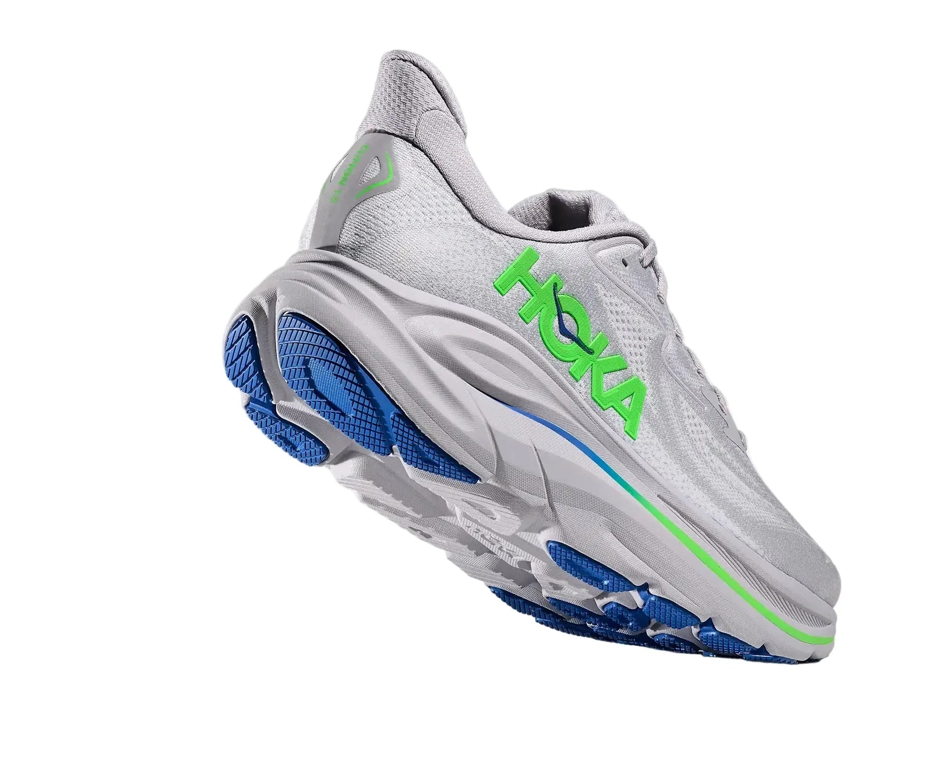HOKA Clifton 10 Homme — Ash Grey Neon Green — vue 4
