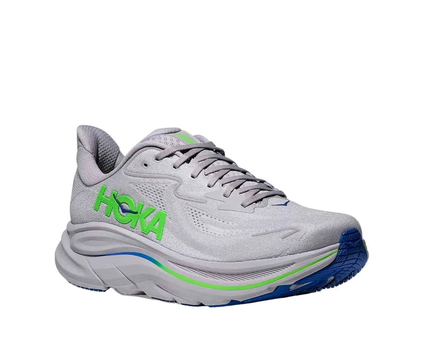 HOKA Clifton 10 Homme — Ash Grey Neon Green — vue 6