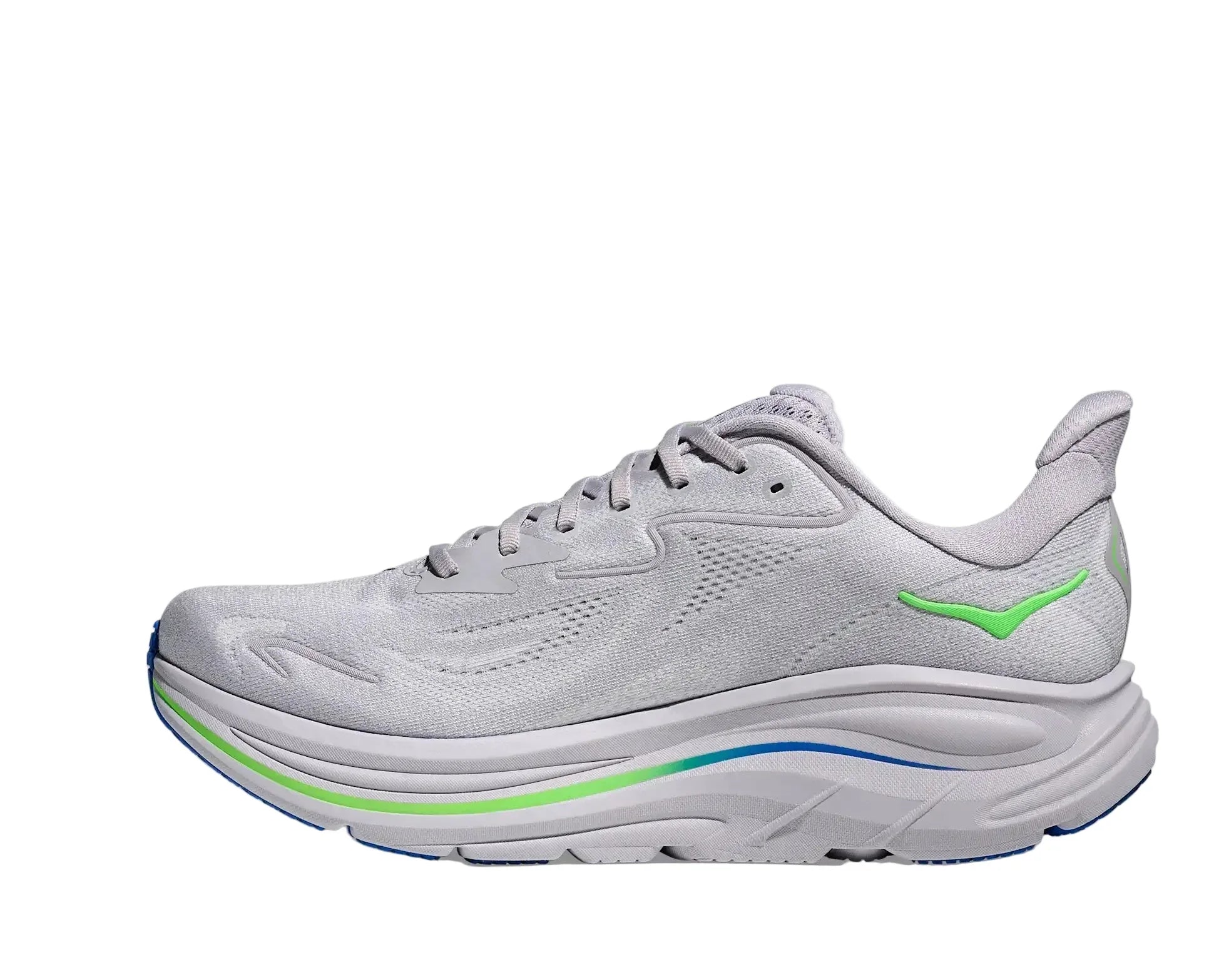 HOKA Clifton 10 Homme — Ash Grey Neon Green — vue 8