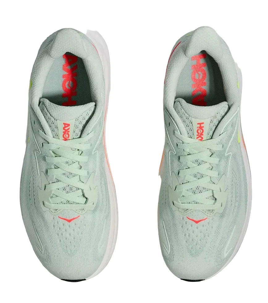 HOKA Clifton 10 Femme — Sea Glass Neon Flame — vue 2