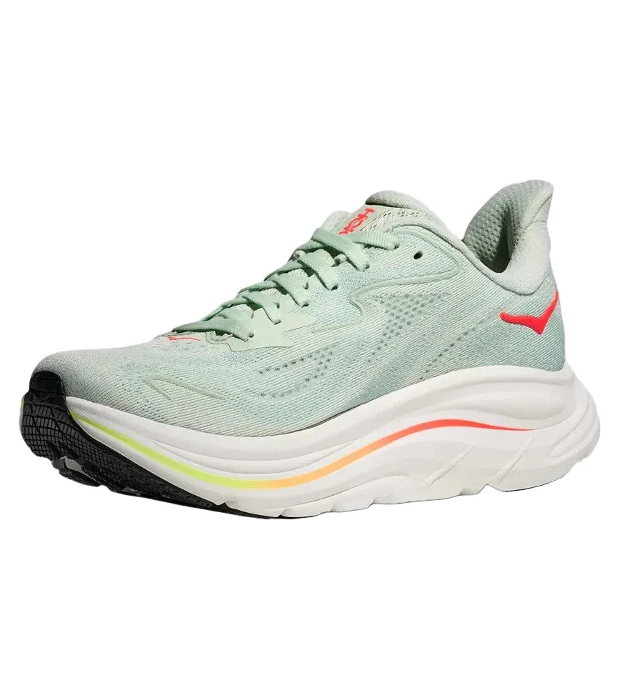 HOKA Clifton 10 Femme — Sea Glass Neon Flame — vue 3