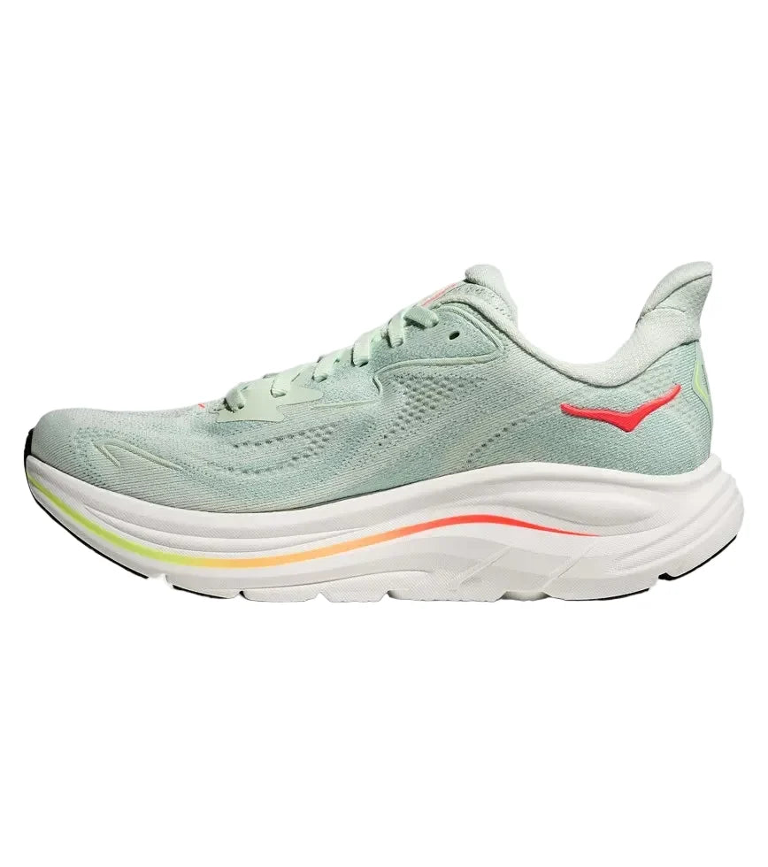HOKA Clifton 10 Femme — Sea Glass Neon Flame — vue 8