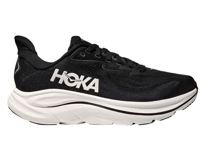 HOKA Clifton 10 Homme — Black White — vue 1