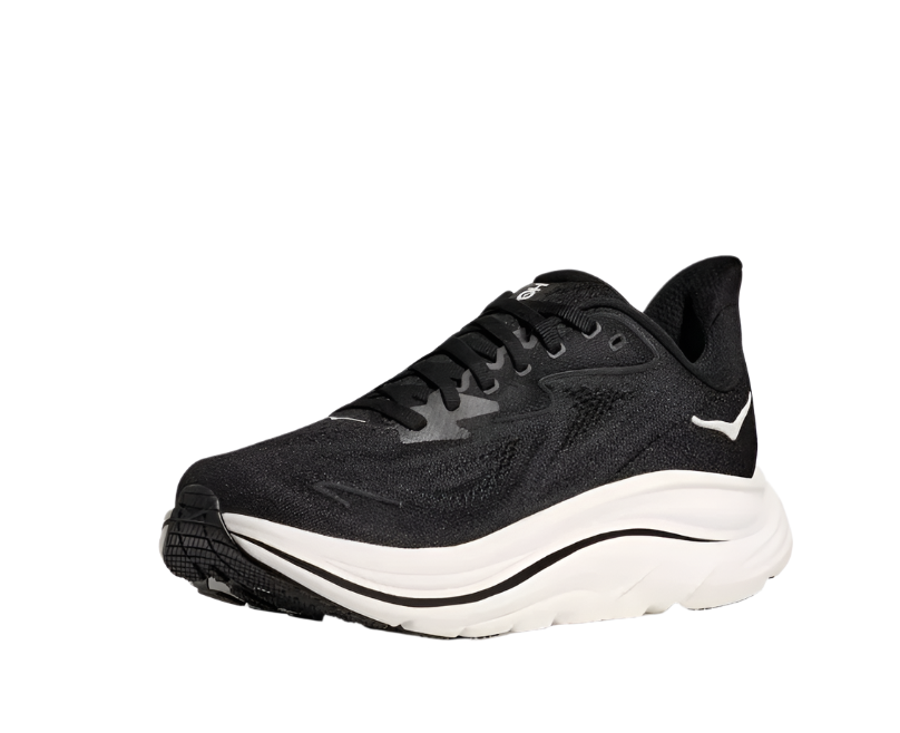 HOKA Clifton 10 Homme — Black White — vue 3