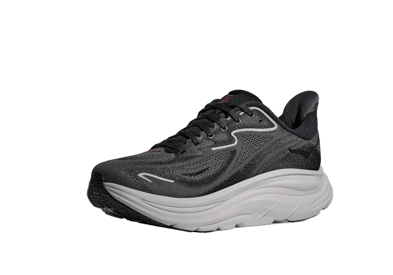 HOKA Clifton 10 Homme — Carbon Black Satellite Grey — vue 3